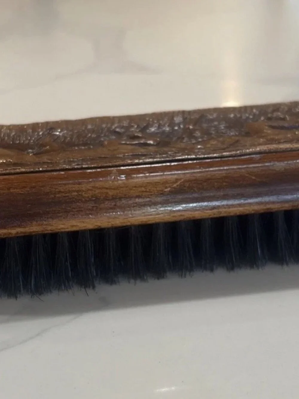 Vintage Wooden Clothes Brush Carved Duck Hunting Genuine Bristle Shoe Shine